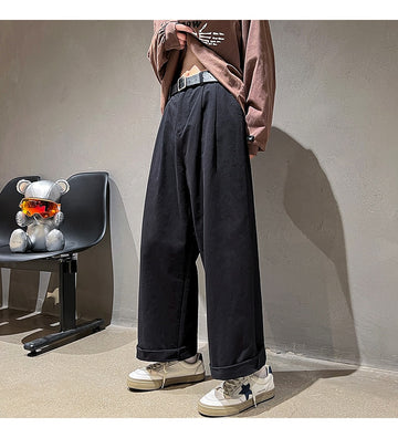 Cotton Oversized Casual Pants Men Fashion Loose Wide Leg Pants Men Japanese Streetwear Hip Hop Straight Pants Mens Trousers aidase-shop